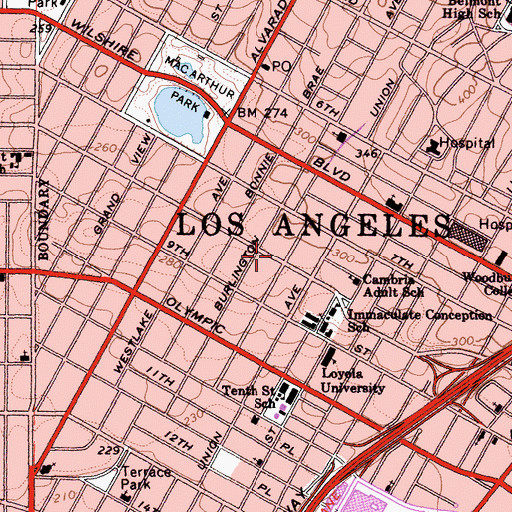 Topographic Map of Halliburton Building, CA