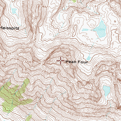 Topographic Map of Needle Mountains Peak Four, CO