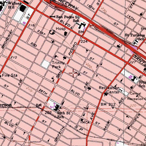 Topographic Map of Louella L Beavers Spiritual Temple, CA