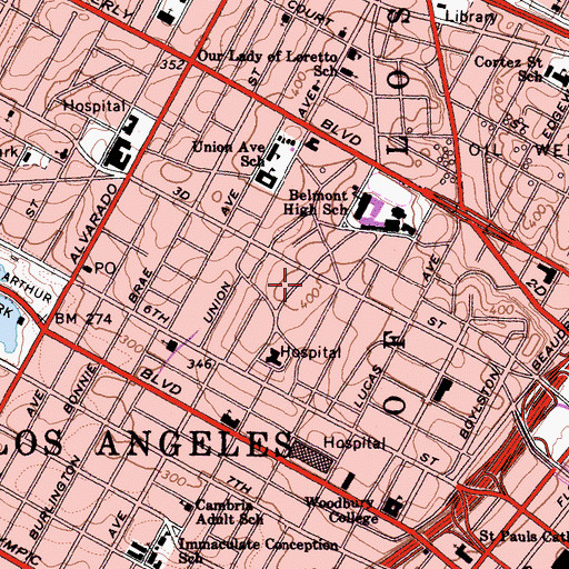 Topographic Map of Mary Andrews Clark Memorial Home, CA
