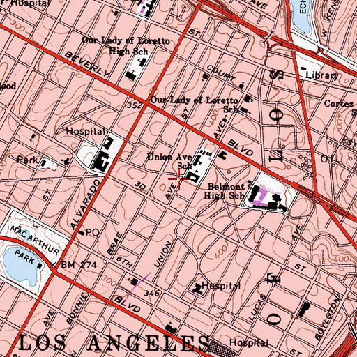 Topographic Map of Mary E Bennett School, CA