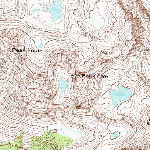 Topographic Map of Needle Mountains Peak Five, CO