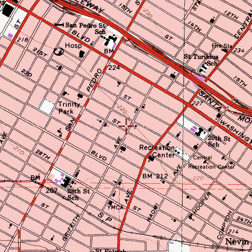 Topographic Map of New Zion Baptist Church, CA