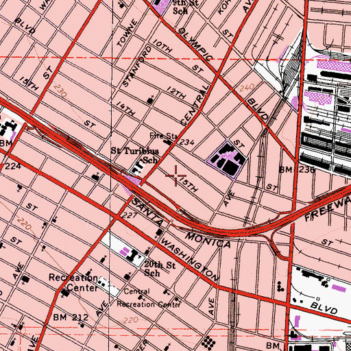 Topographic Map of Newton Street Police Sub-Station (historical), CA