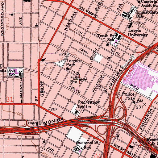 Topographic Map of Temple Methodist Episcopal Church, CA