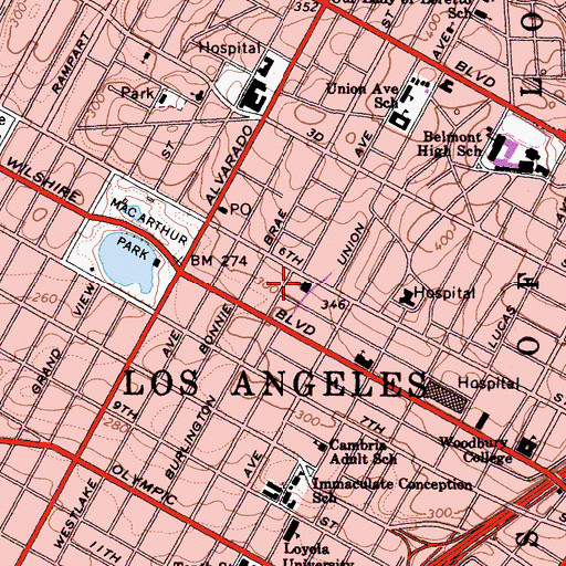 Topographic Map of The Assembly of Peace Church, CA