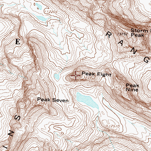 Topographic Map of Needle Mountains Peak Eight, CO