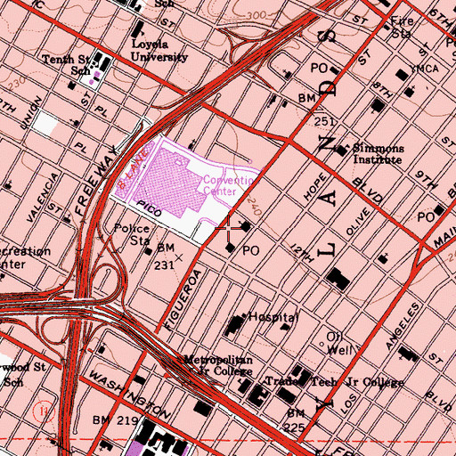 Topographic Map of Trinity Methodist Church, CA