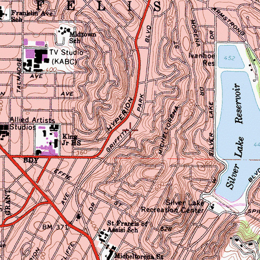 Topographic Map of Cedar Lodge Sanitarium (historical), CA