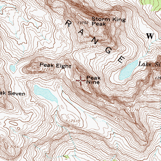 Topographic Map of Needle Mountains Peak Nine, CO