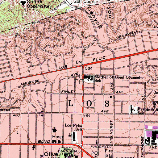 Topographic Map of Our Mother of Good Counsel Church, CA