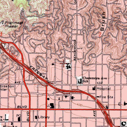 Topographic Map of Saint Albans Liberal Catholic Church, CA