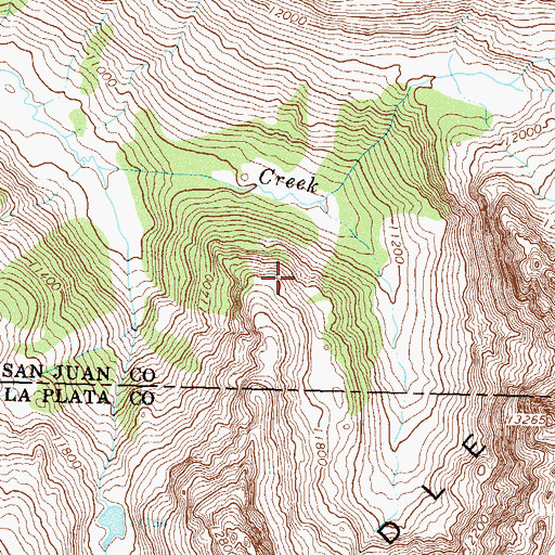 Topographic Map of Needle Mountains Peak Ten, CO