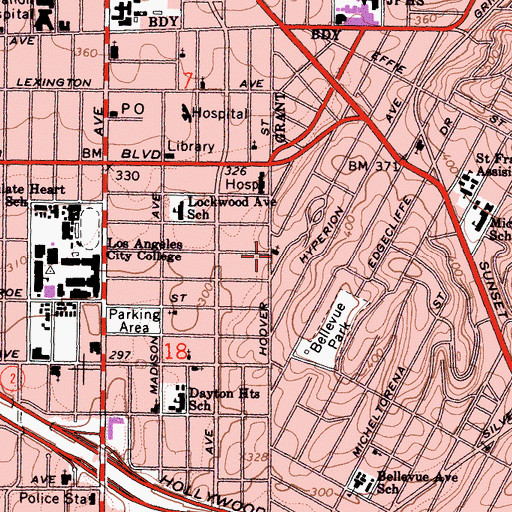 Topographic Map of Saint Annes Roman Catholic Church, CA