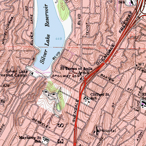 Topographic Map of Saint Teresa Convent, CA