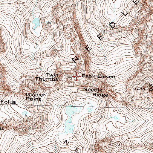 Topographic Map of Needle Mountains Peak Eleven, CO
