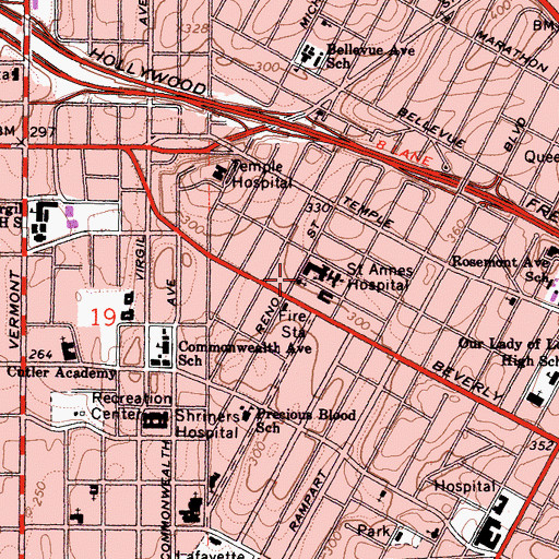 Topographic Map of Salem Baptist Church, CA
