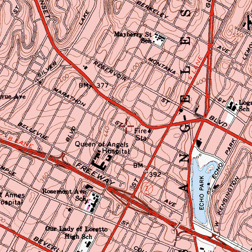 Topographic Map of The Rosicrucian Fellowship, CA