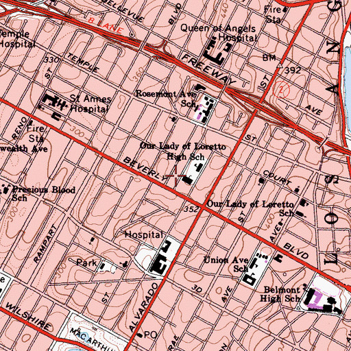 Topographic Map of The World Church, CA