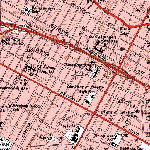 Topographic Map of United Congregation Church, CA