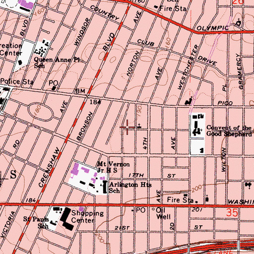 Topographic Map of Bethany Baptist Church, CA