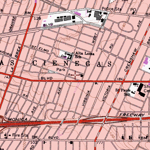 Topographic Map of First United Presbyterian Church, CA