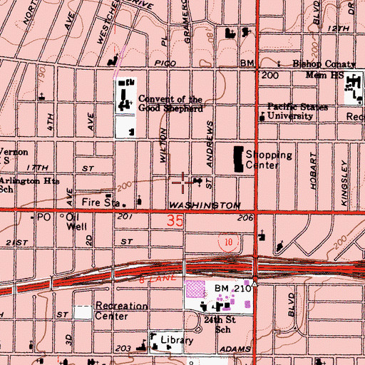 Topographic Map of Mount Sinai Baptist Church, CA