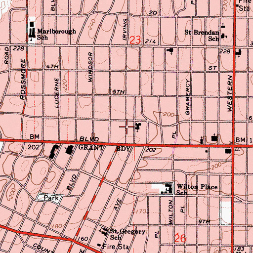 Topographic Map of Our Savior Lutheran Church, CA