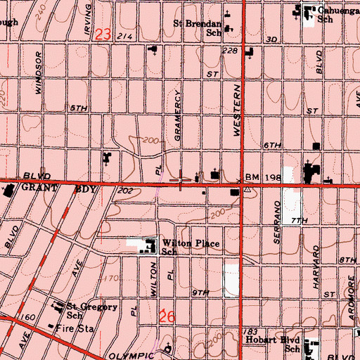 Topographic Map of Saint James Episcopal Church, CA