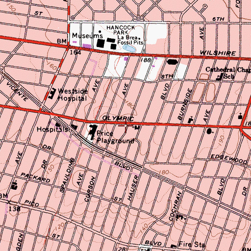 Topographic Map of Bethel Lutheran Church, CA