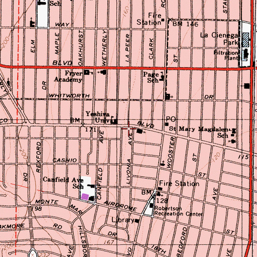 Topographic Map of Bnai David Congregation, CA