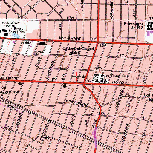 Topographic Map of Cathedral Chapel, CA
