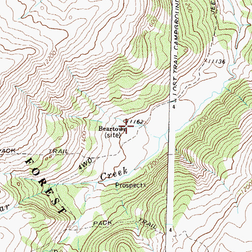 Topographic Map of Beartown (historical), CO