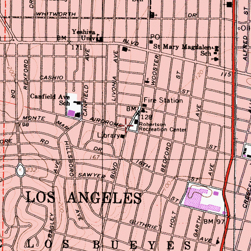 Topographic Map of Robertson Playground, CA