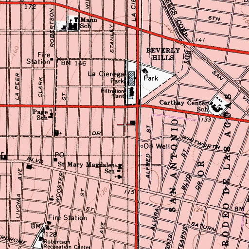Topographic Map of Temple Beth Am, CA