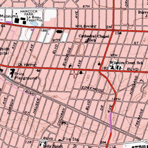 Topographic Map of Twentyfifth Church of Christ Scientist, CA