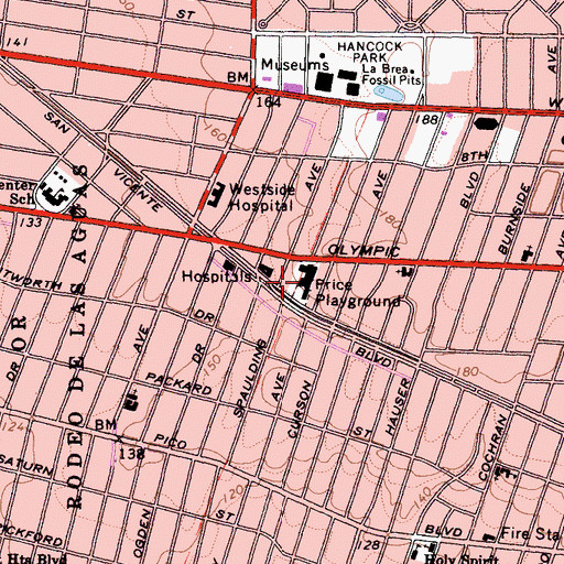 Topographic Map of Westside Jewish Community Center, CA