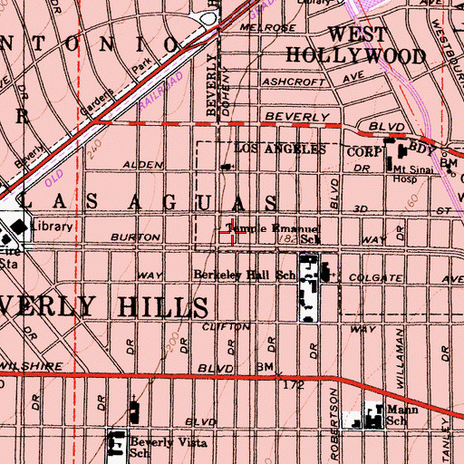 Topographic Map of Burton Plaza, CA