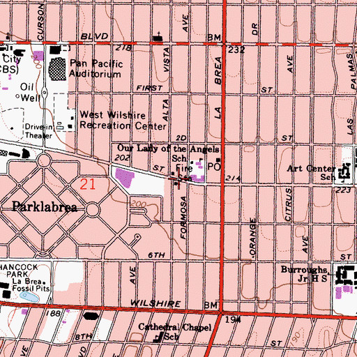 Topographic Map of Daniel Murphy High School (historical), CA