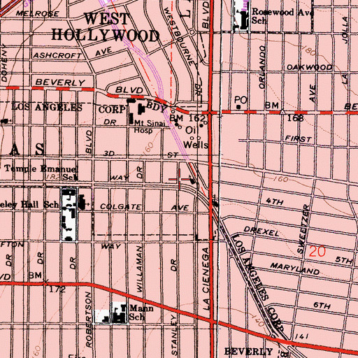 Topographic Map of Saint Peters Catholic Church, CA