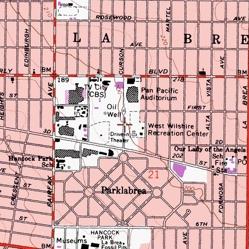 Topographic Map of West Wilshire Playground, CA