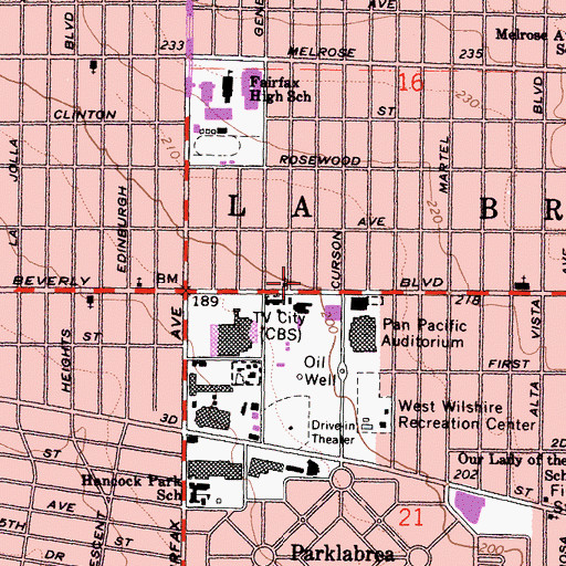 Topographic Map of Etz Jacob Synagogue, CA