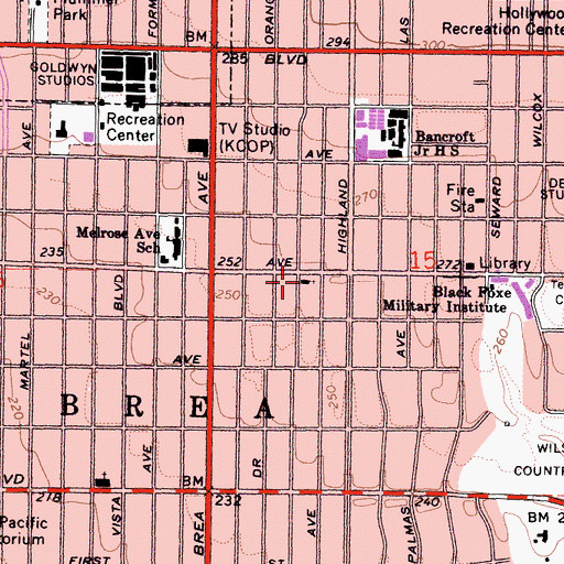 Topographic Map of Hope Lutheran Church, CA