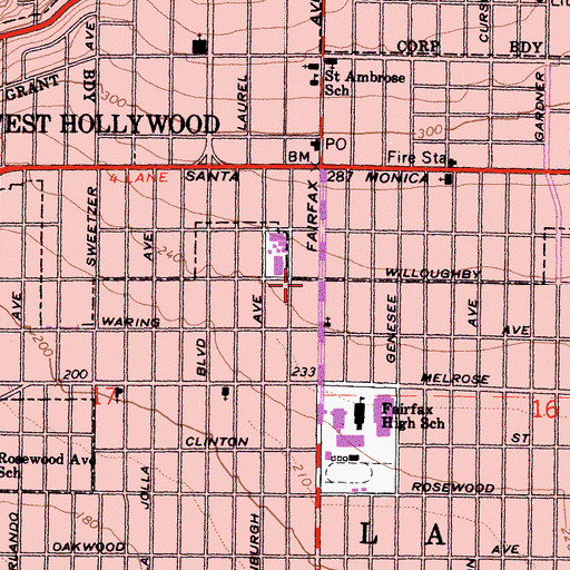 Topographic Map of King David Convalescent Hospital, CA