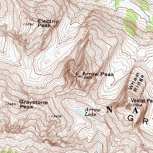 Topographic Map of Arrow Peak, CO