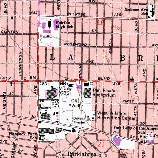Topographic Map of Tifereth Zvi Synagogue, CA