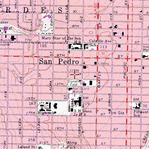 Topographic Map of Church of the Nazarene, CA