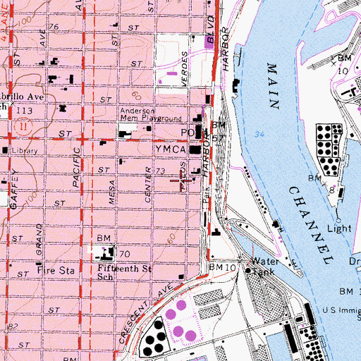 Topographic Map of Episcopal Seamens Center, CA