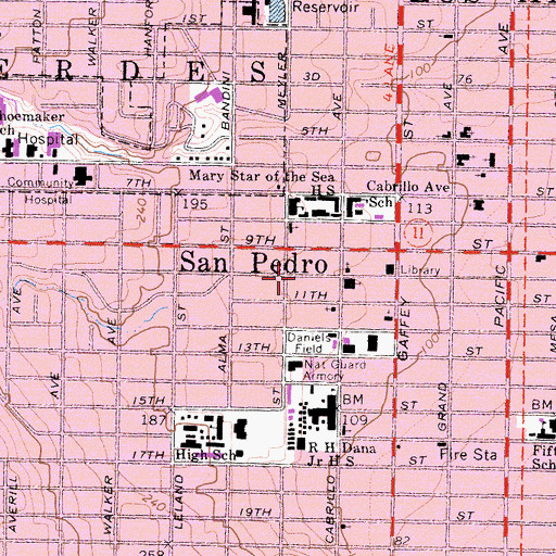 Topographic Map of First Assembly of God Church, CA