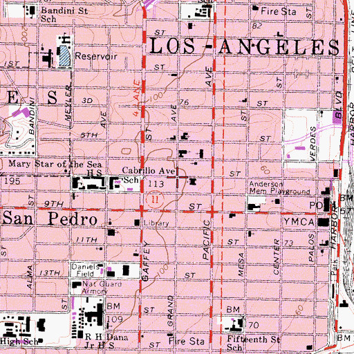 Topographic Map of First Baptist Church, CA